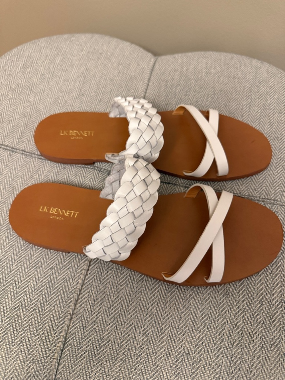 NEW LK Bennett White Braided and Strappy Slide Sandals. Eur size 40 - Picture 1 of 5